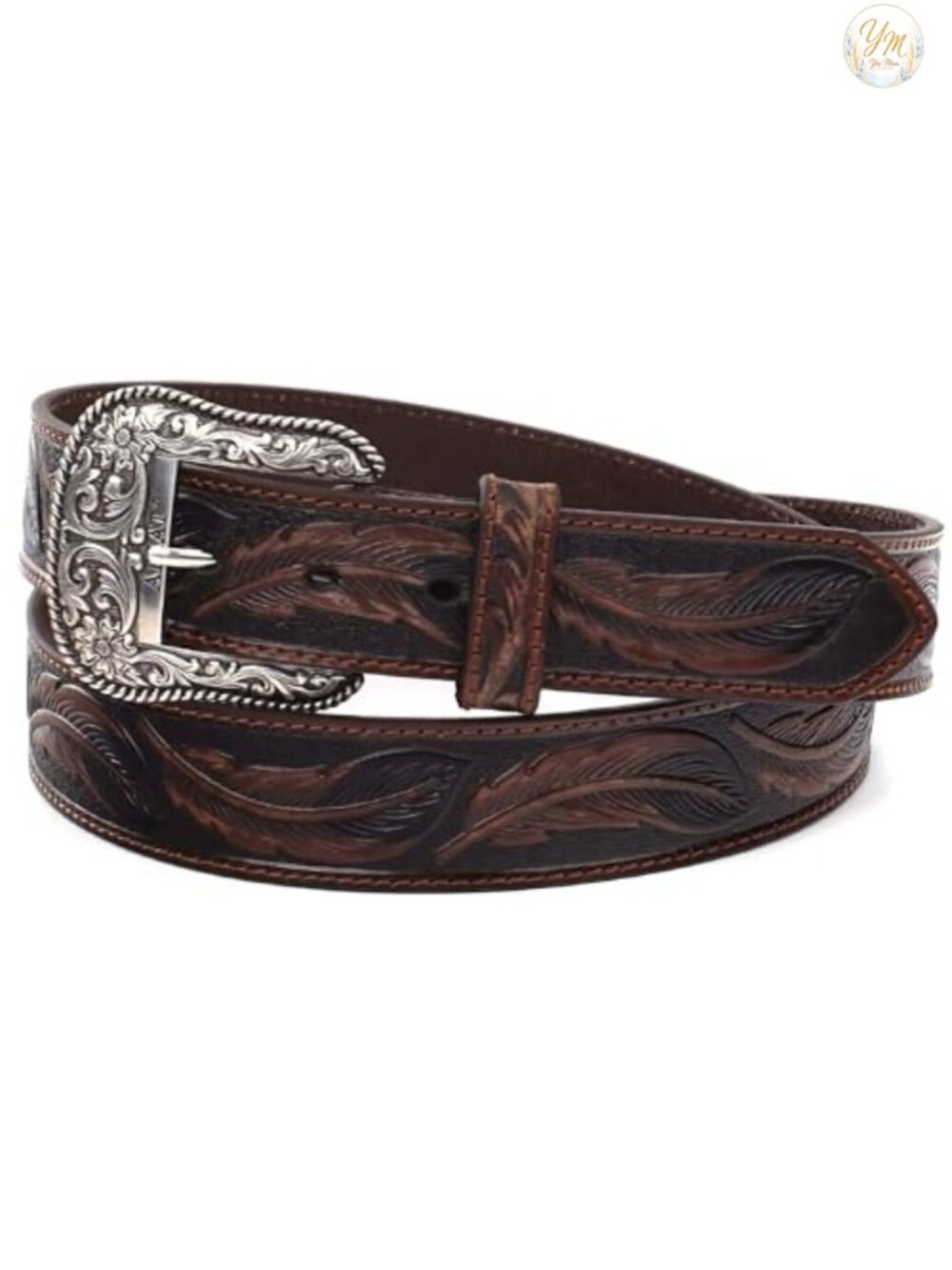 Genuine Leather Western Belt with Exchangeable Buckle